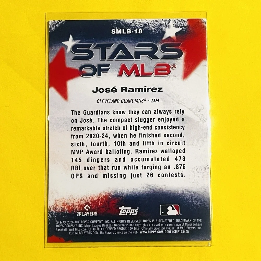 2026 Topps Series 1 Stars of MLB José Ramírez SMLB-18 Cleveland Guardians Insert